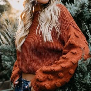 Oversized Cropped Rust Burnt Orange Sweater Size L
